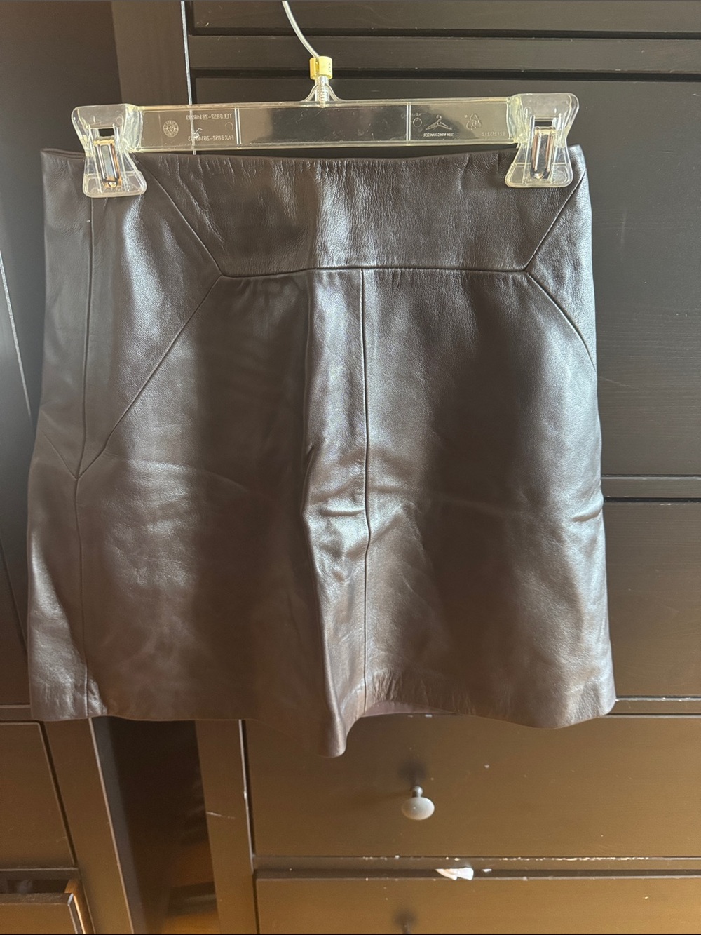 Whistles Dark Brown Leather Mini Skirt